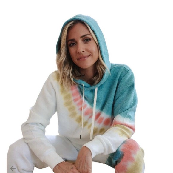 Kristin Cavallari x Feat Blanket Hoodie Size M Tie Dye Retro Stripe EXCELLENT - Picture 2 of 14